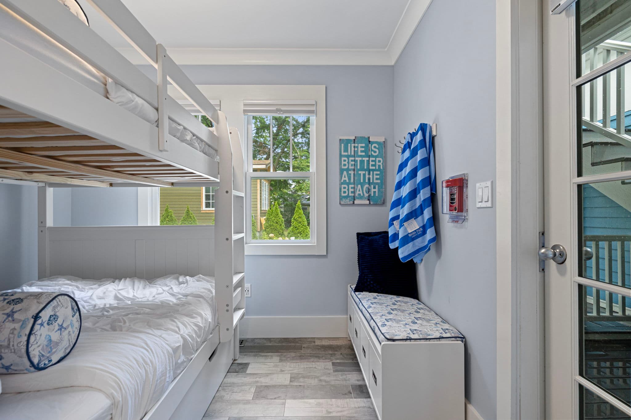 Full size bunk beds with storage underneath